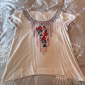 Embroidered Cream Top